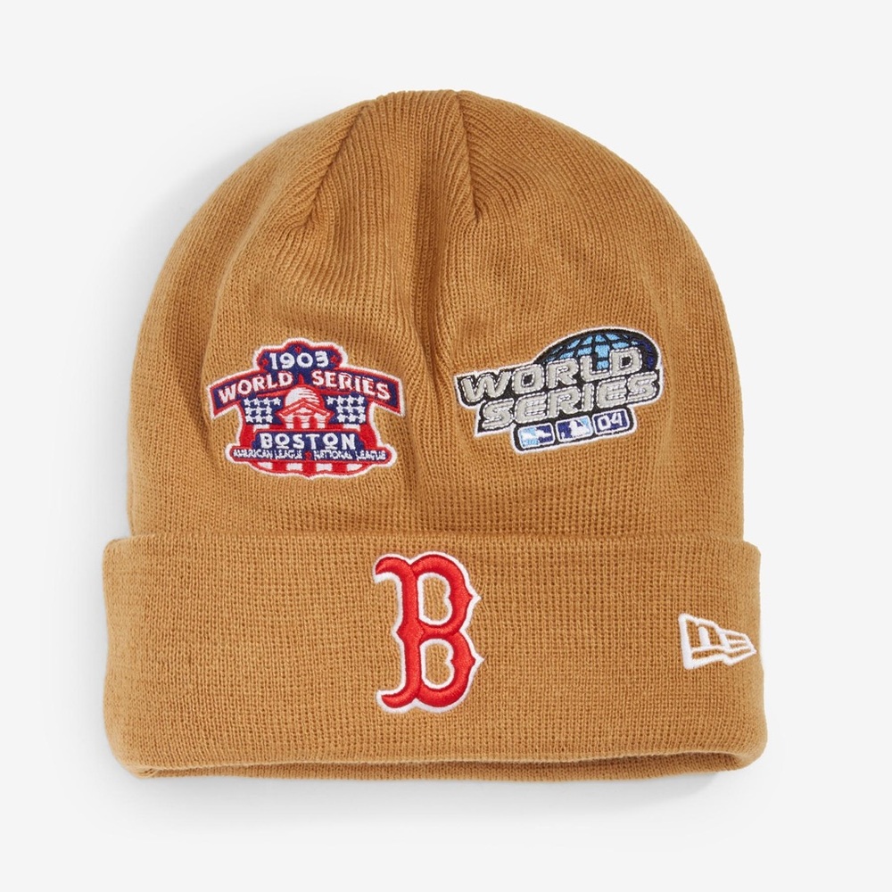 New Era Boston Red Sox World Series Champion Patch Cuff Knit Hat